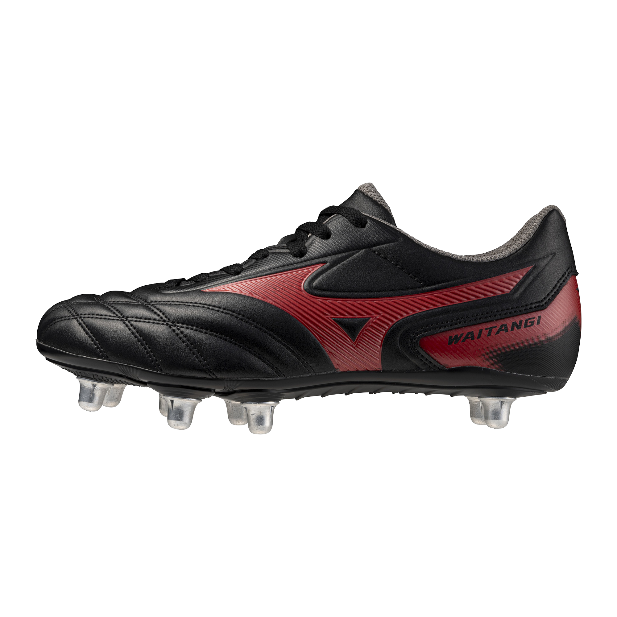 Mizuno WAITANGI II CL Rugbyschoenen Zwart/MORELIA 40th Rood Dames/Heren Maat 48,5